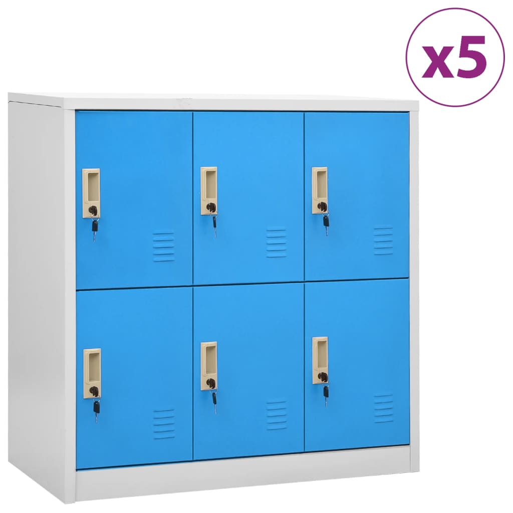 vidaXL Cacifos 5 pcs 90x45x92,5 cm aço cinzento-claro e azul