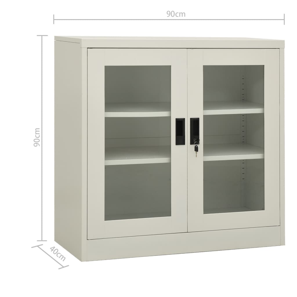 vidaXL Armário de escritório c/ floreira 90x40x113 cm aço cinza-claro