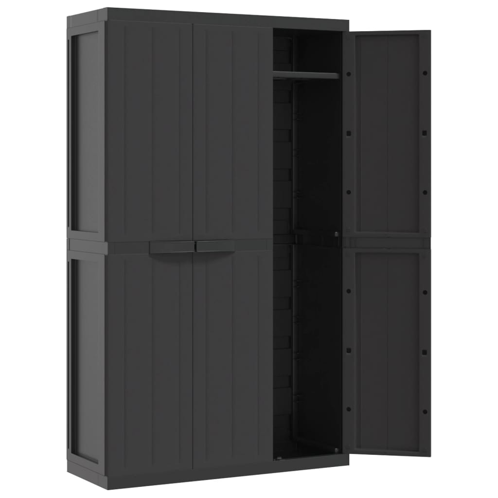 vidaXL Móvel de arrumação para exterior 97x37x165 PP preto