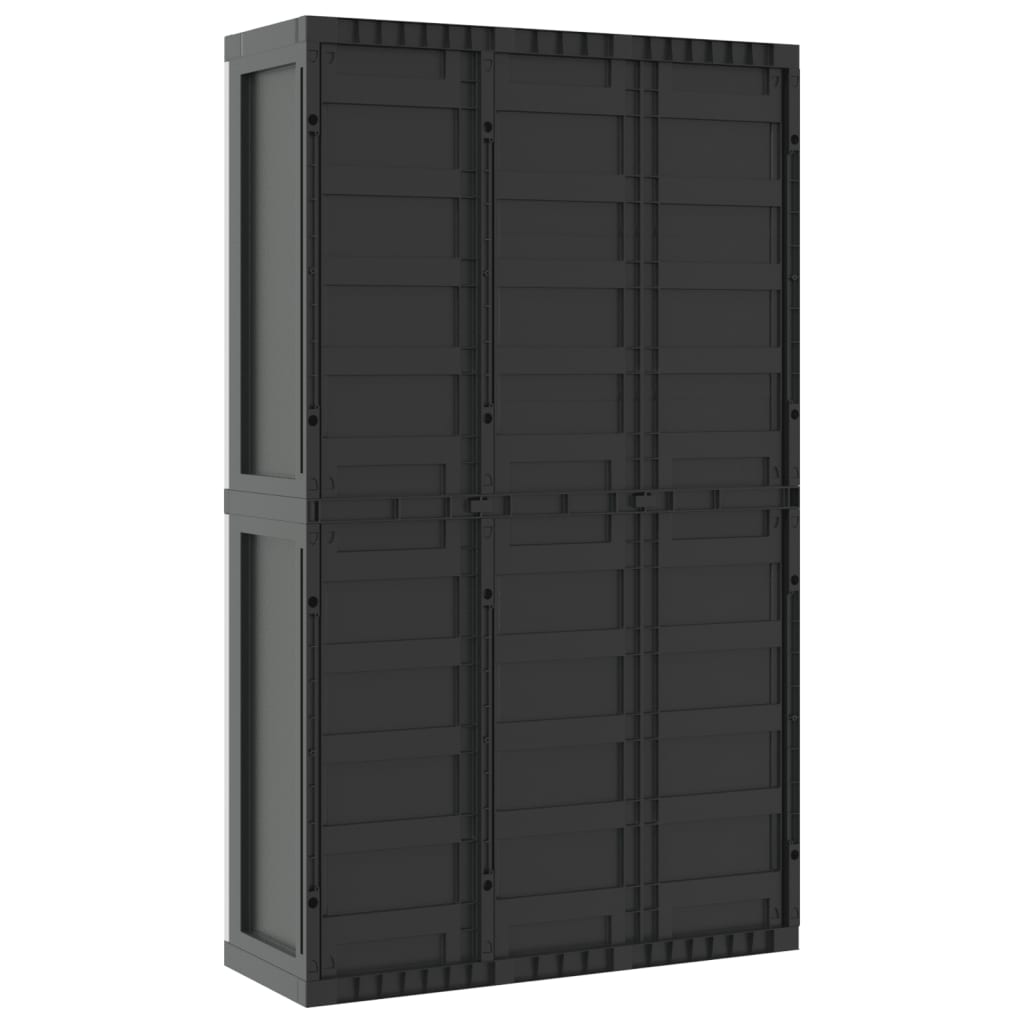 vidaXL Móvel de arrumação para exterior 97x37x165 PP cinzento e preto