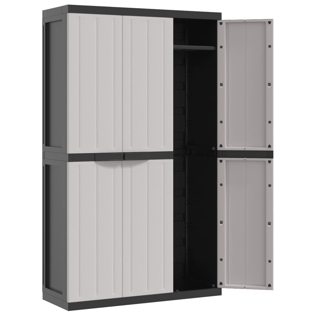 vidaXL Móvel de arrumação para exterior 97x37x165 PP cinzento e preto