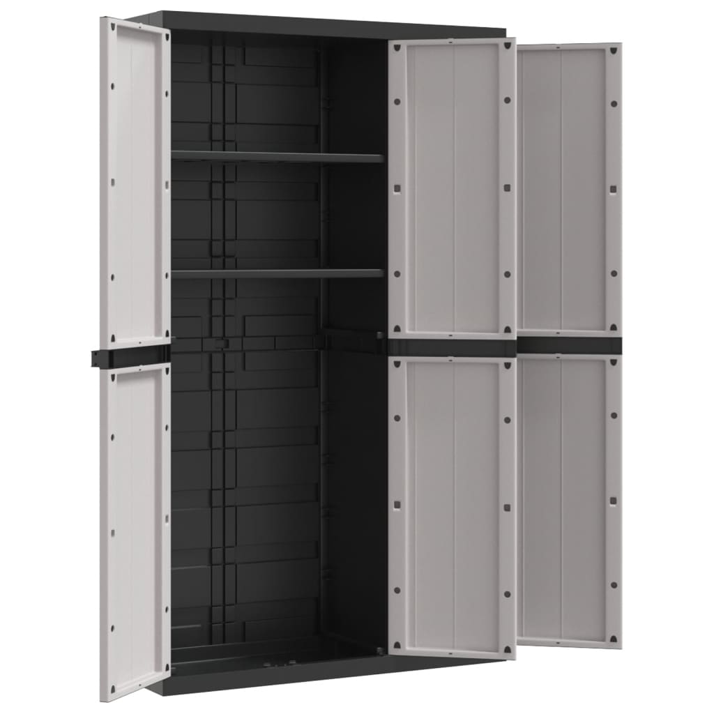 vidaXL Móvel de arrumação para exterior 97x37x165 PP cinzento e preto