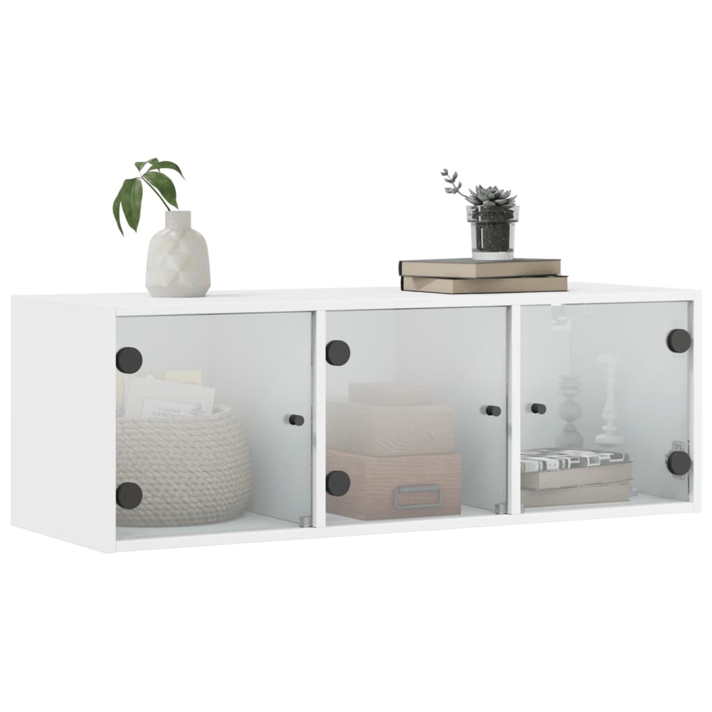 vidaXL Armário de parede c/ portas de vidro 102x37x35 cm branco