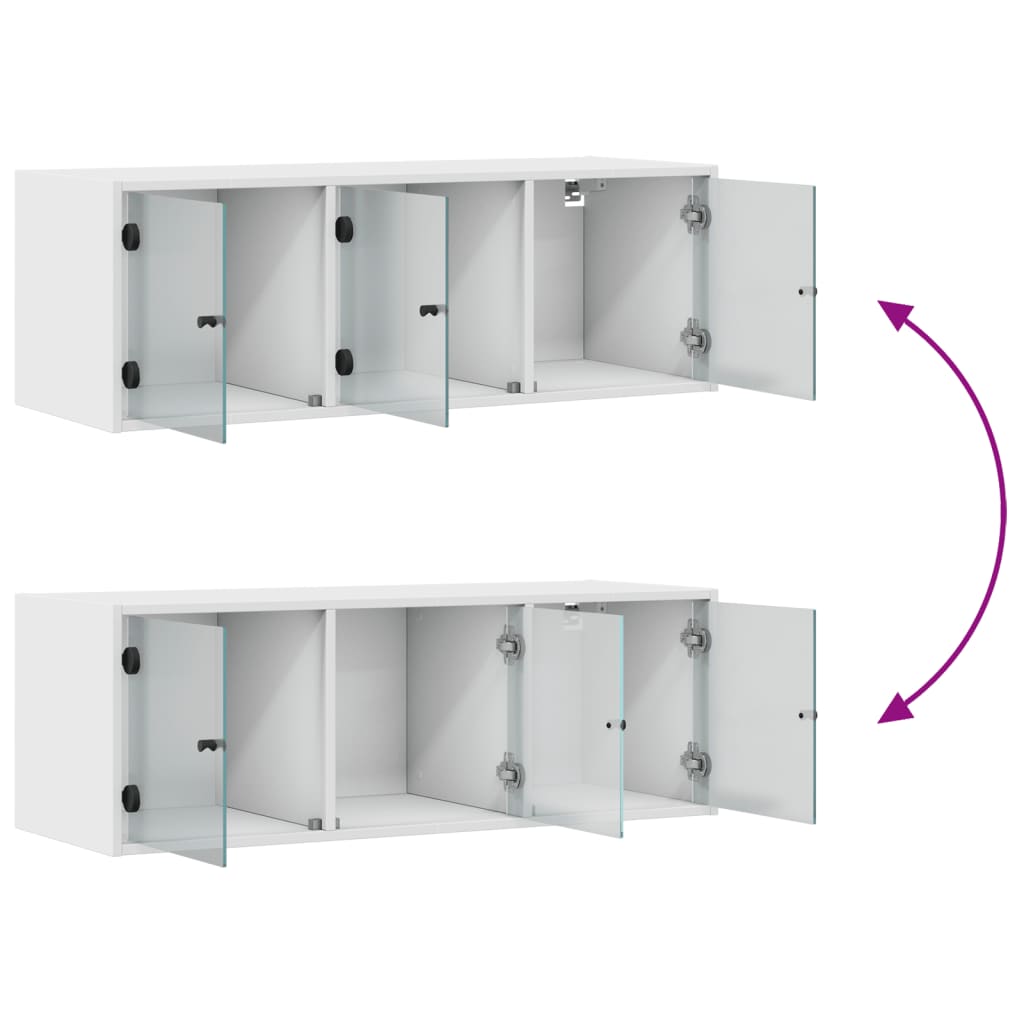 vidaXL Armário de parede c/ portas de vidro 102x37x35 cm branco