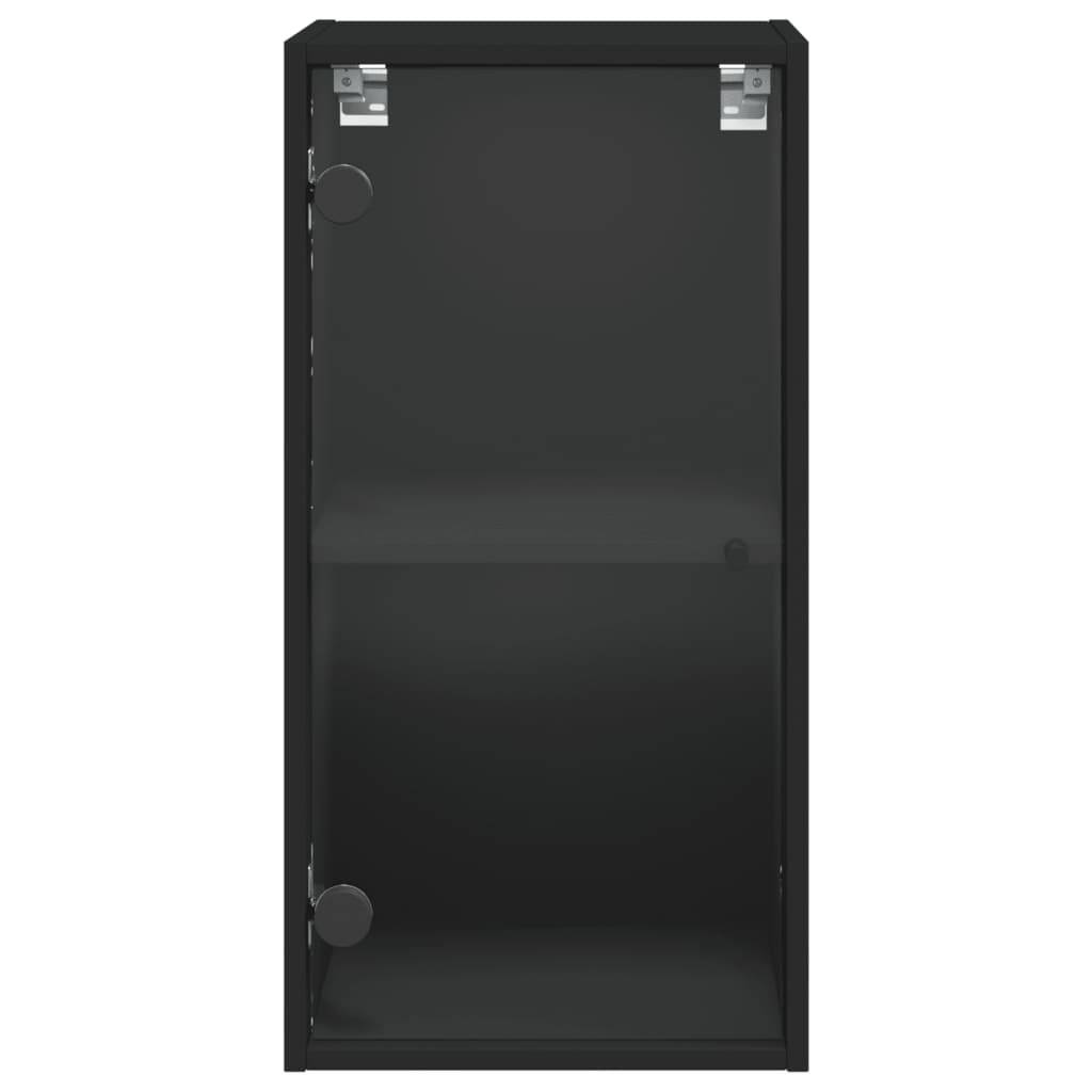 vidaXL Armário de parede c/ portas de vidro 35x37x68,5 cm preto