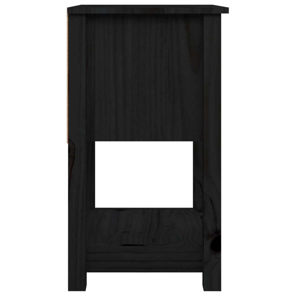 vidaXL Mesas de cabeceira 2 pcs 40x35x61,5 cm pinho maciço preto