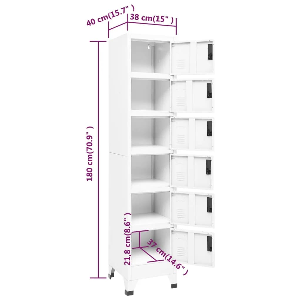 vidaXL Cacifo 38x40x180 cm aço branco