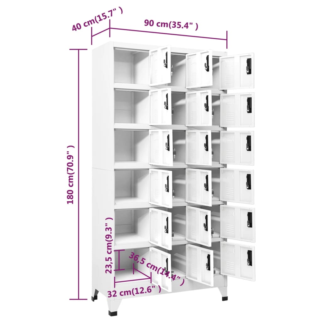 vidaXL Cacifo 90x40x180 cm aço branco