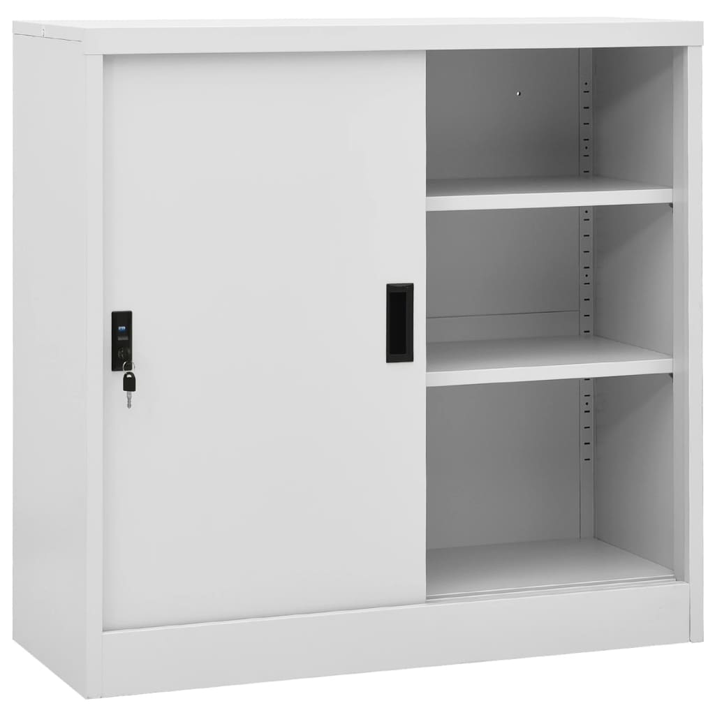 vidaXL Armário escritório porta deslizante 90x40x90 cm aço cinza-claro