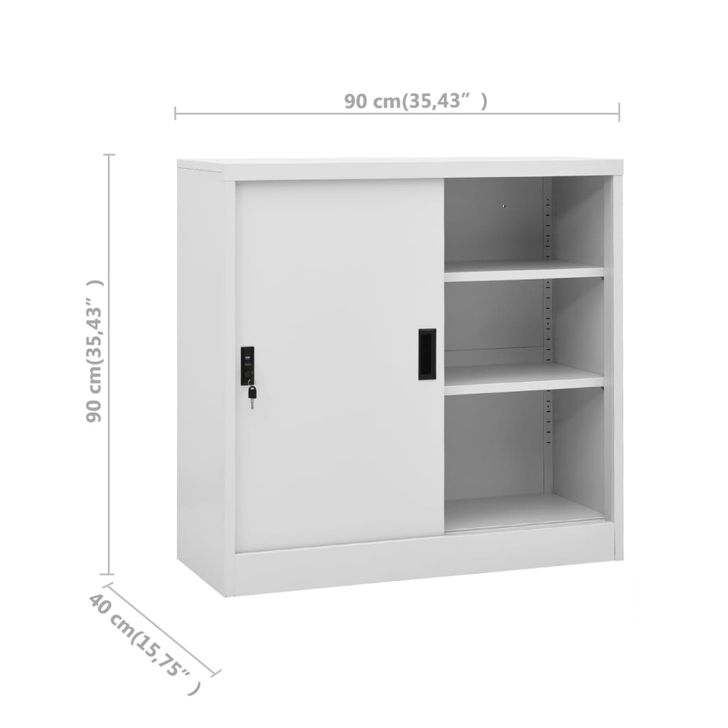 vidaXL Armário escritório porta deslizante 90x40x90 cm aço cinza-claro