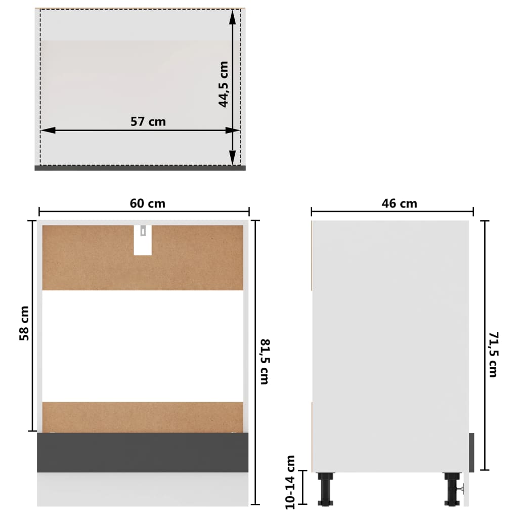 vidaXL Armário para forno 60x46x81,5 cm derivados madeira cinzento