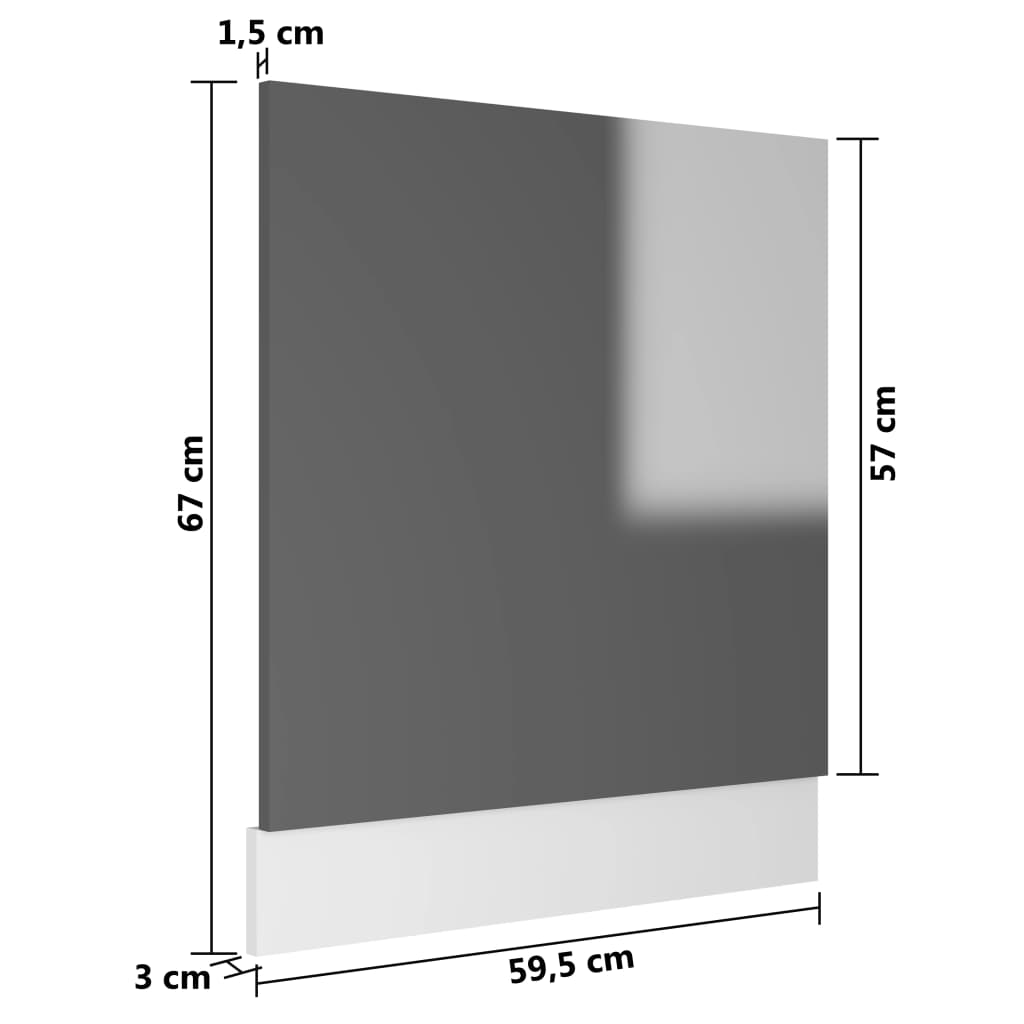 vidaXL Painel máquina de lavar louça 59,5x3x67 cm contraplacado cinza