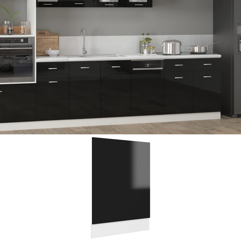 vidaXL Painel máquina lavar louça 45x3x67 cm contraplacado preto