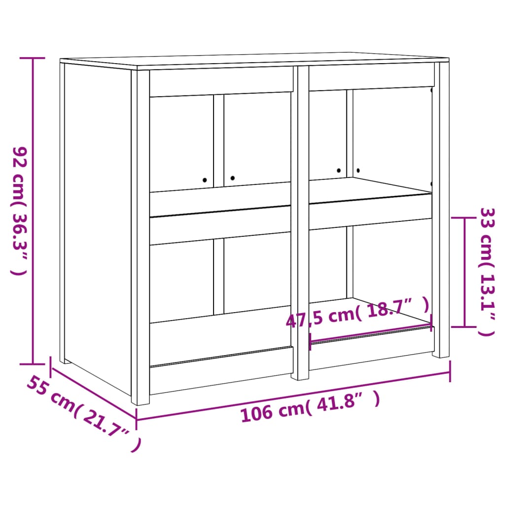 vidaXL Armário de cozinha p/ exterior 106x55x92 cm pinho maciço branco