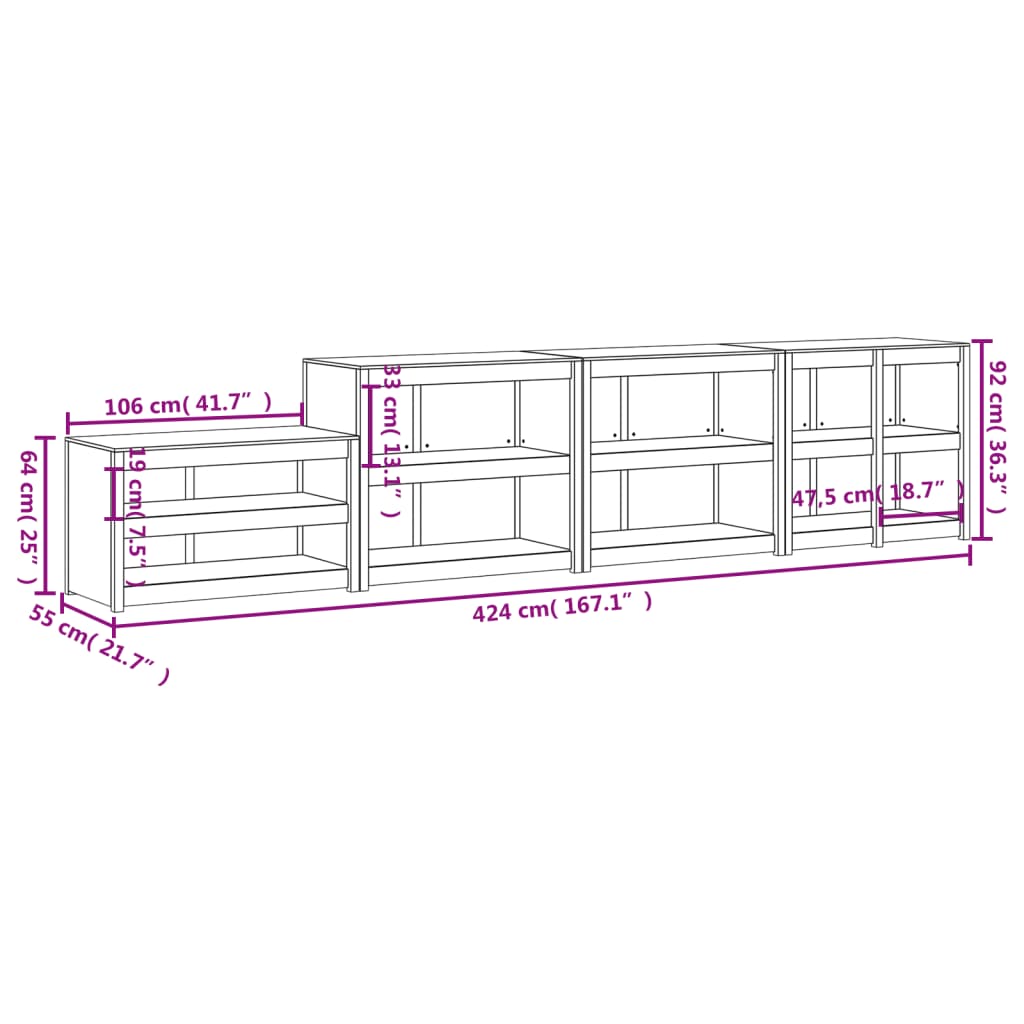 vidaXL Armários de cozinha p/ exterior 4 pcs madeira de douglas maciça