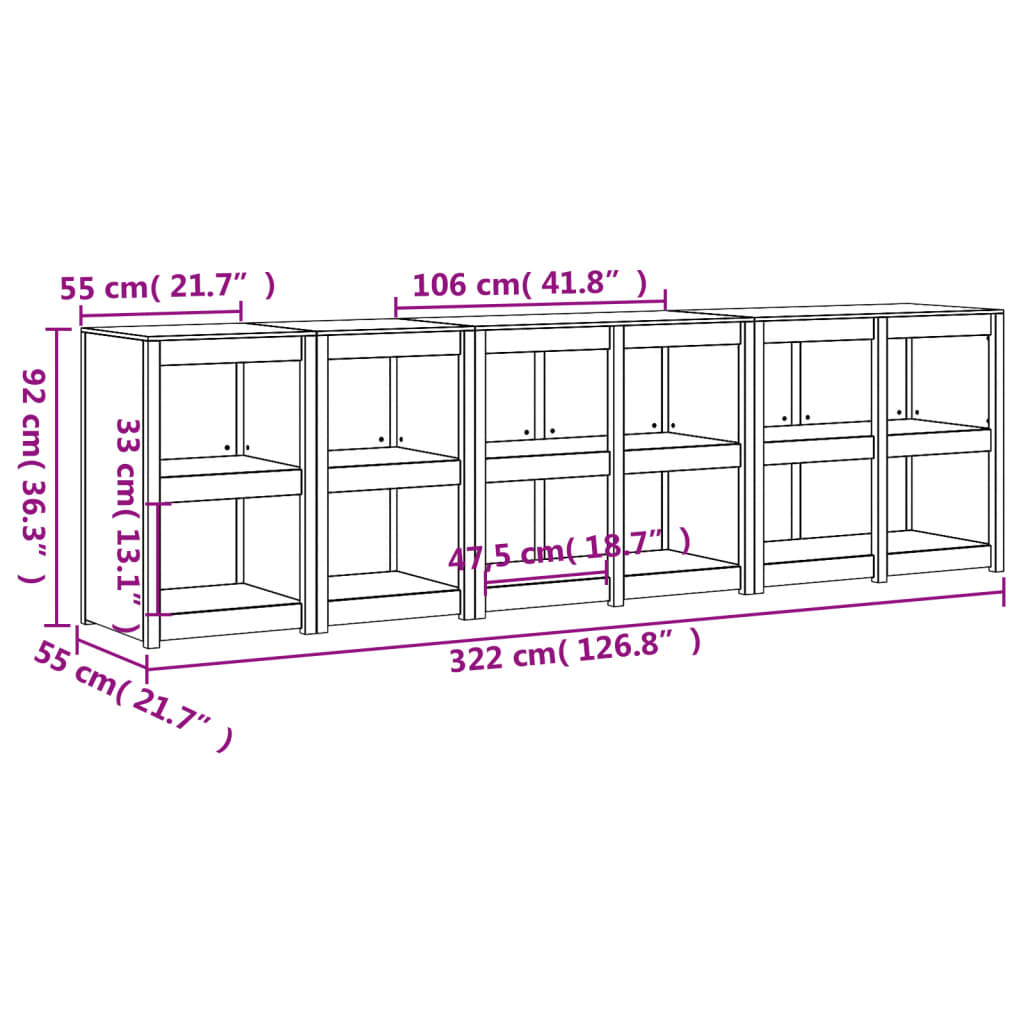 vidaXL Armários de cozinha p/ exterior 4 pcs madeira de douglas maciça