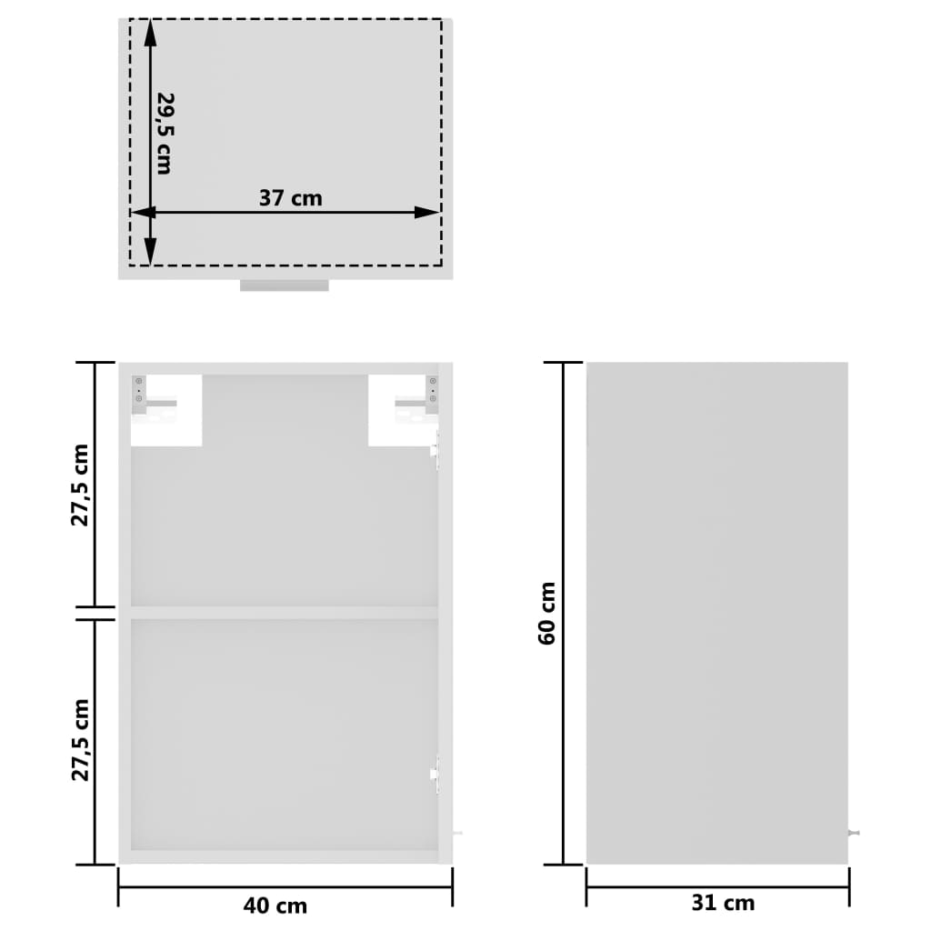 vidaXL Armário de parede c/ vidro 40x31x60 cm derivados madeira branco