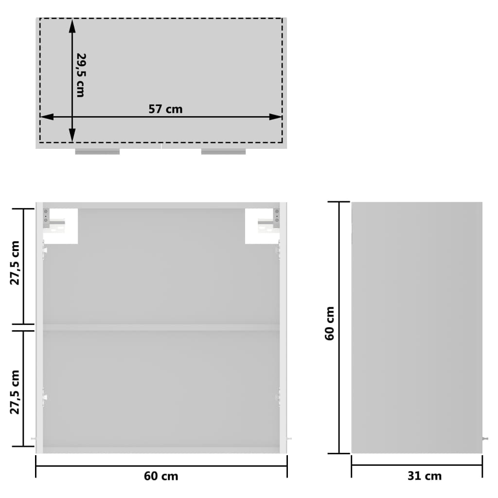 vidaXL Armário de parede c/ vidro derivados madeira branco brilhante