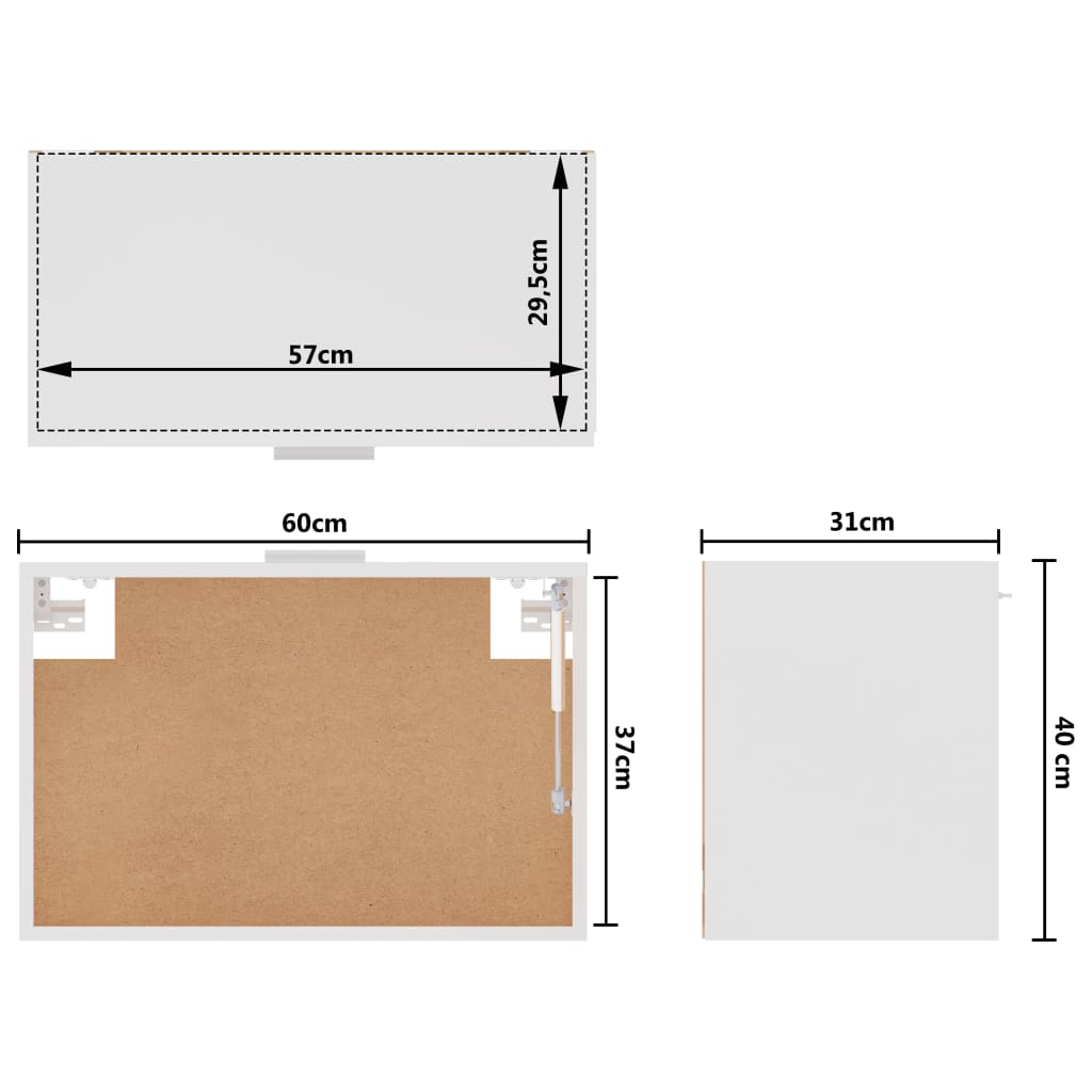 vidaXL Armário de parede 60x31x40 cm derivados de madeira branco