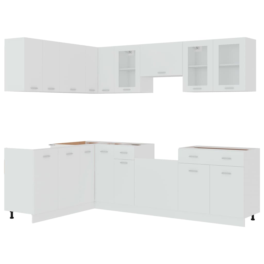 vidaXL 11 pcs conjunto armários de cozinha derivados de madeira branco