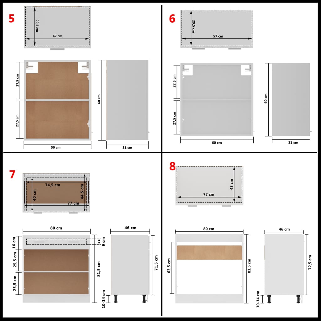 vidaXL 11 pcs conjunto armários de cozinha derivados de madeira branco