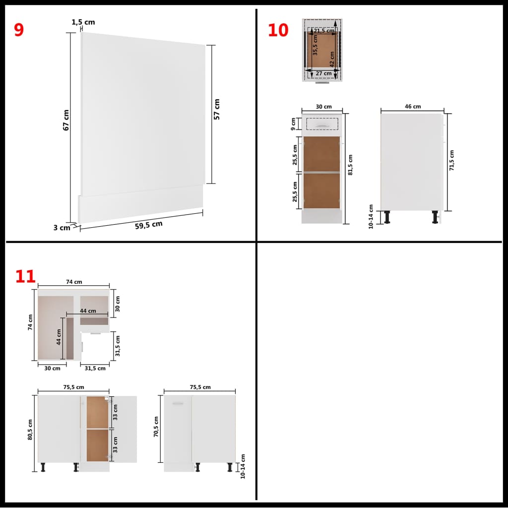 vidaXL 11 pcs conjunto armários de cozinha derivados de madeira branco