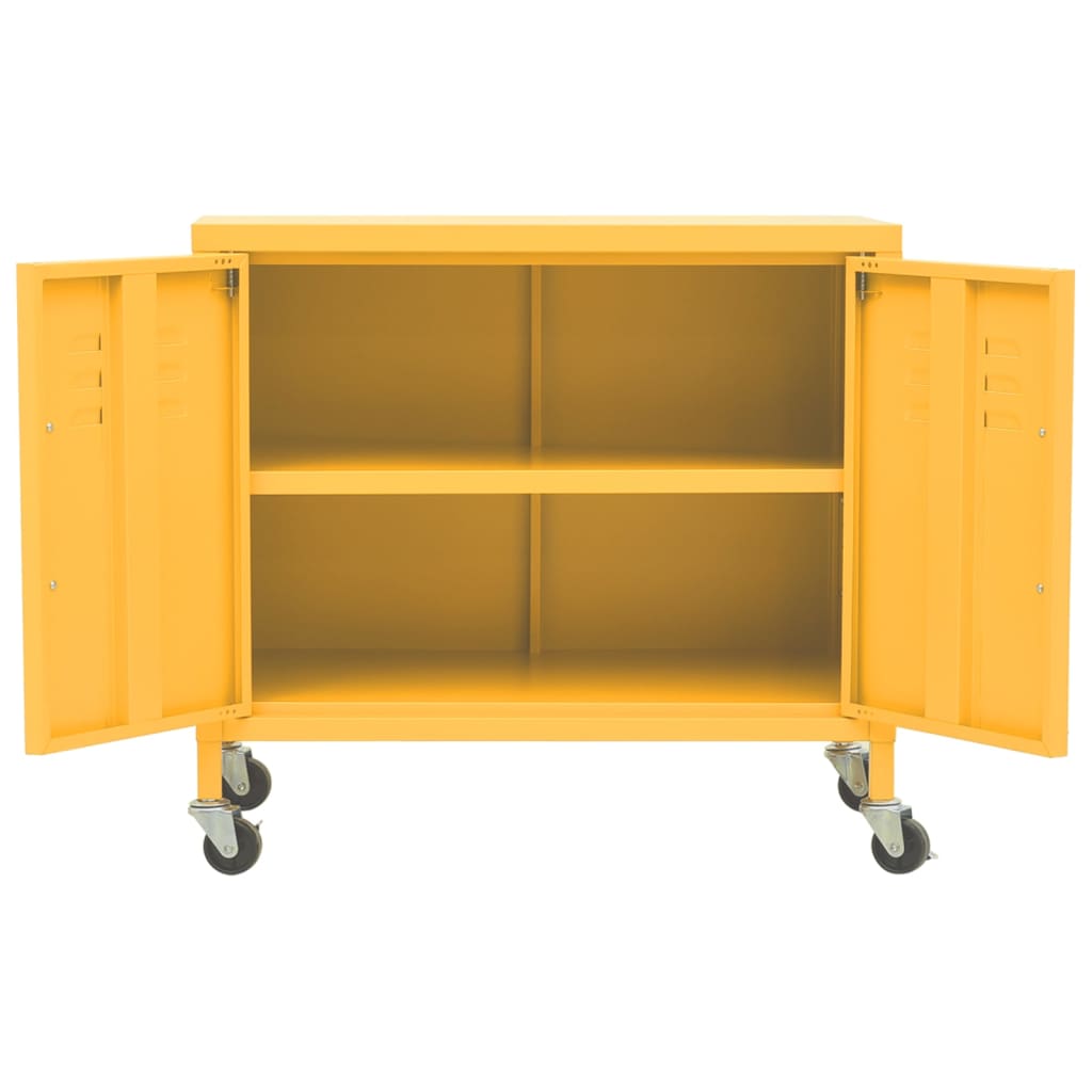 vidaXL Armário de arrumação aço 60x35x56 cm amarelo mostarda