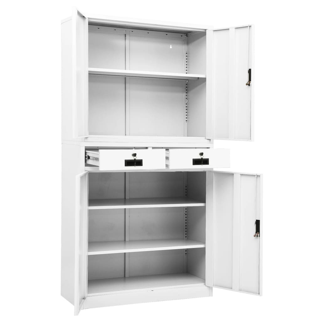 vidaXL Armário de escritório 90x40x180 cm aço branco