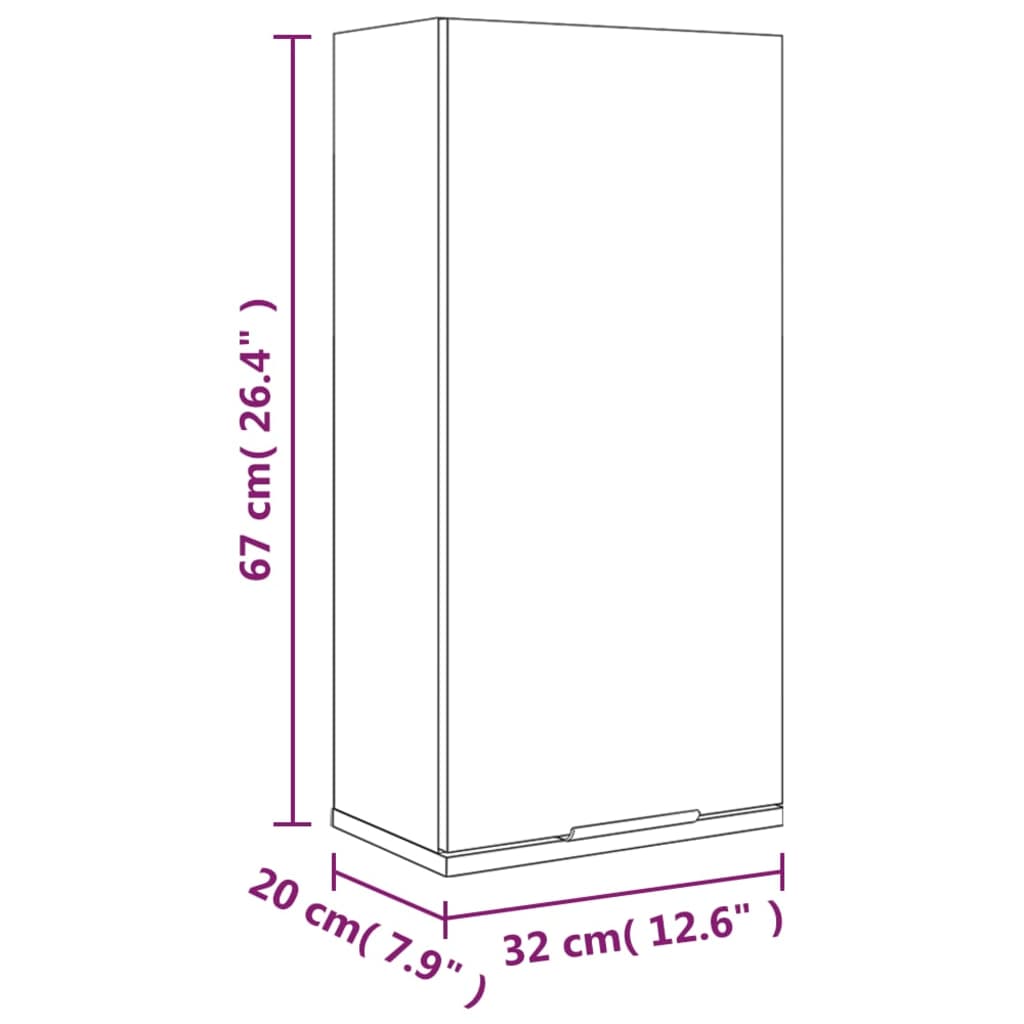 vidaXL Armário de parede casa de banho 32x20x67 cm sonoma cinza