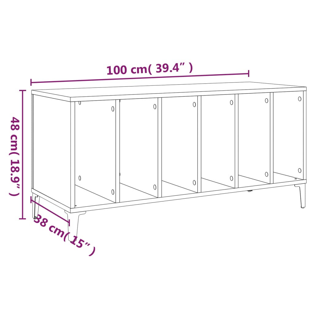 vidaXL Armário para discos 100x38x48 cm derivados de madeira preto