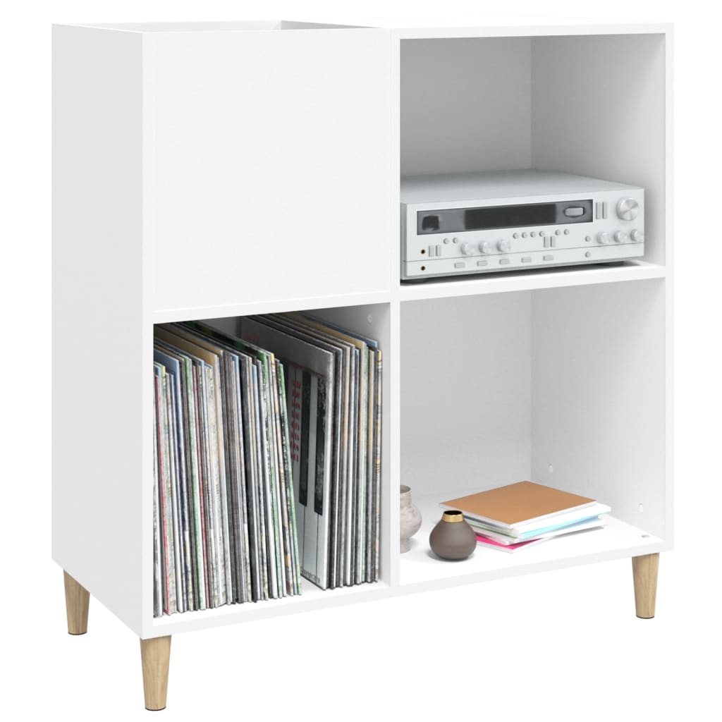 vidaXL Armário para discos 84,5x38x89 cm derivados de madeira branco