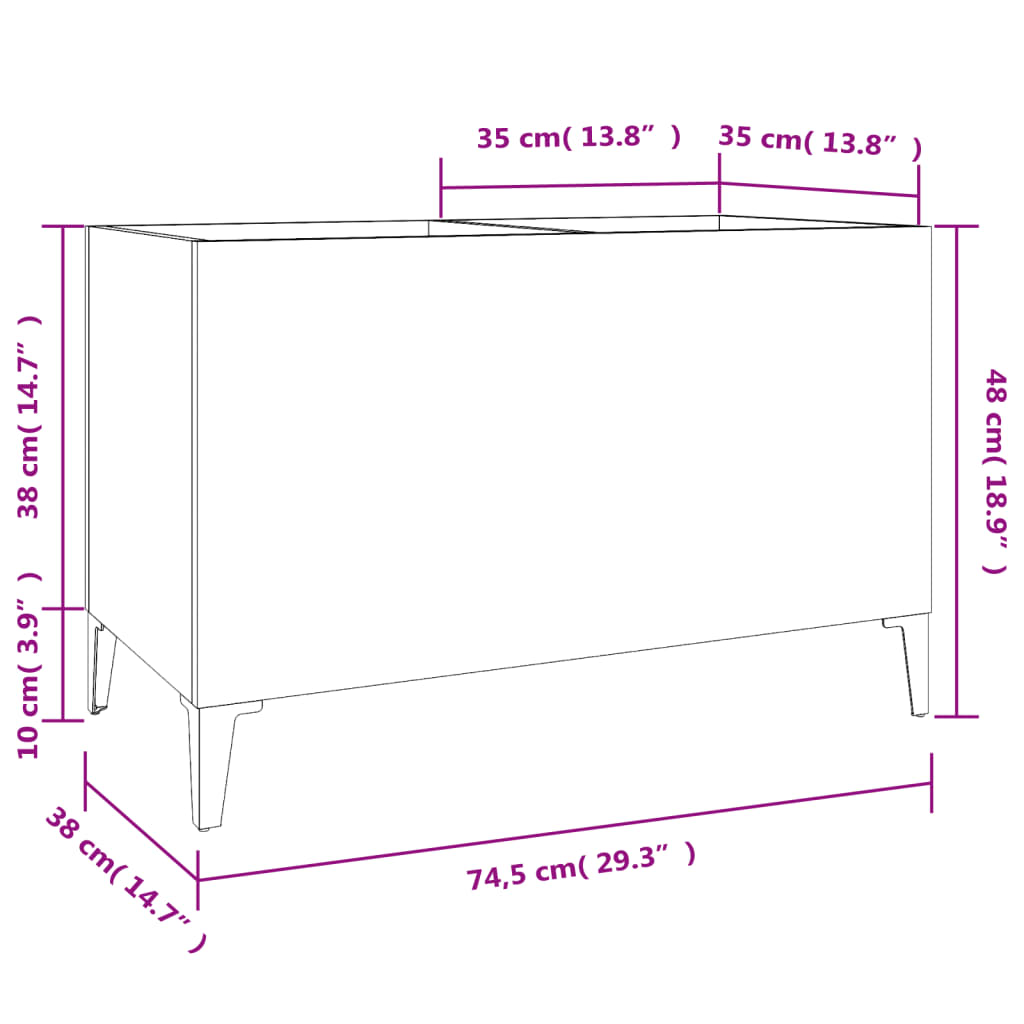 vidaXL Armário para discos 74,5x38x48 cm derivados de madeira branco