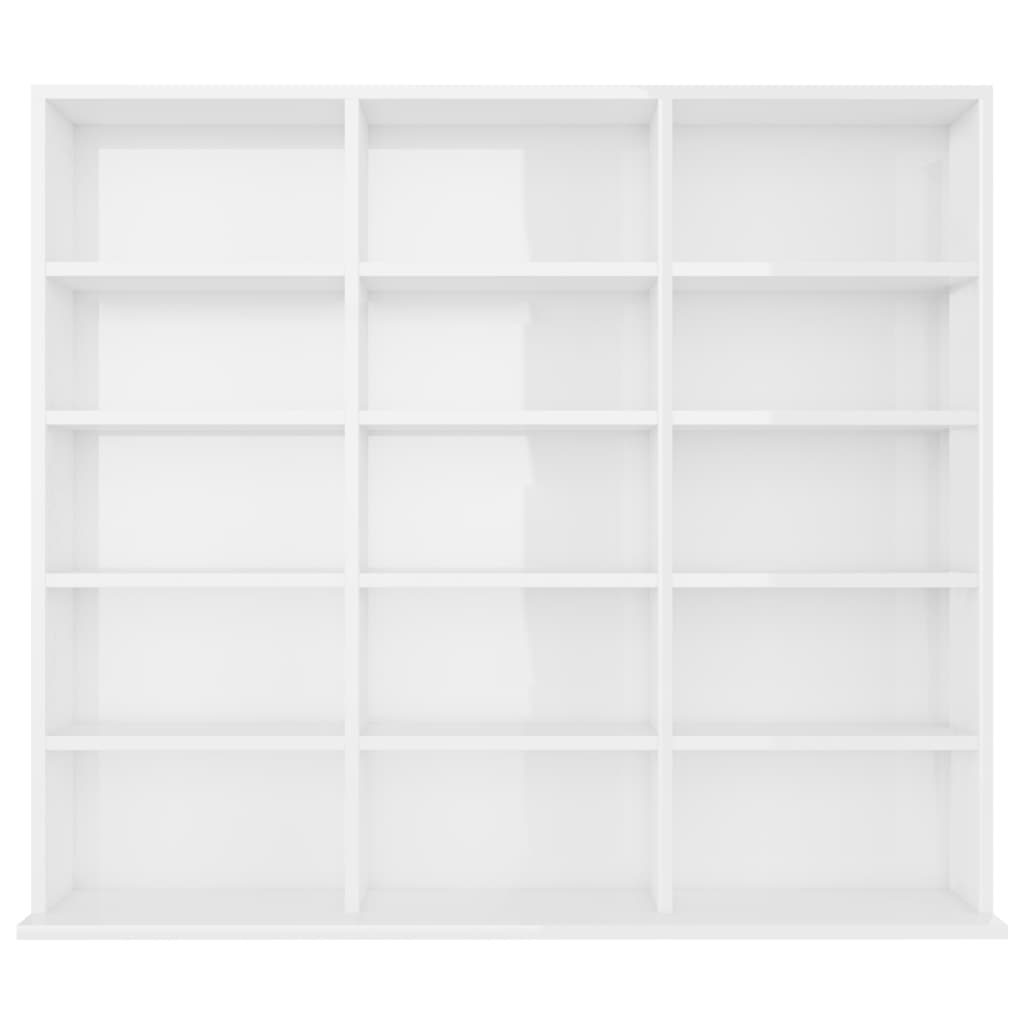 vidaXL Armário para CD 102x23x89,5 cm contraplacado branco brilhante