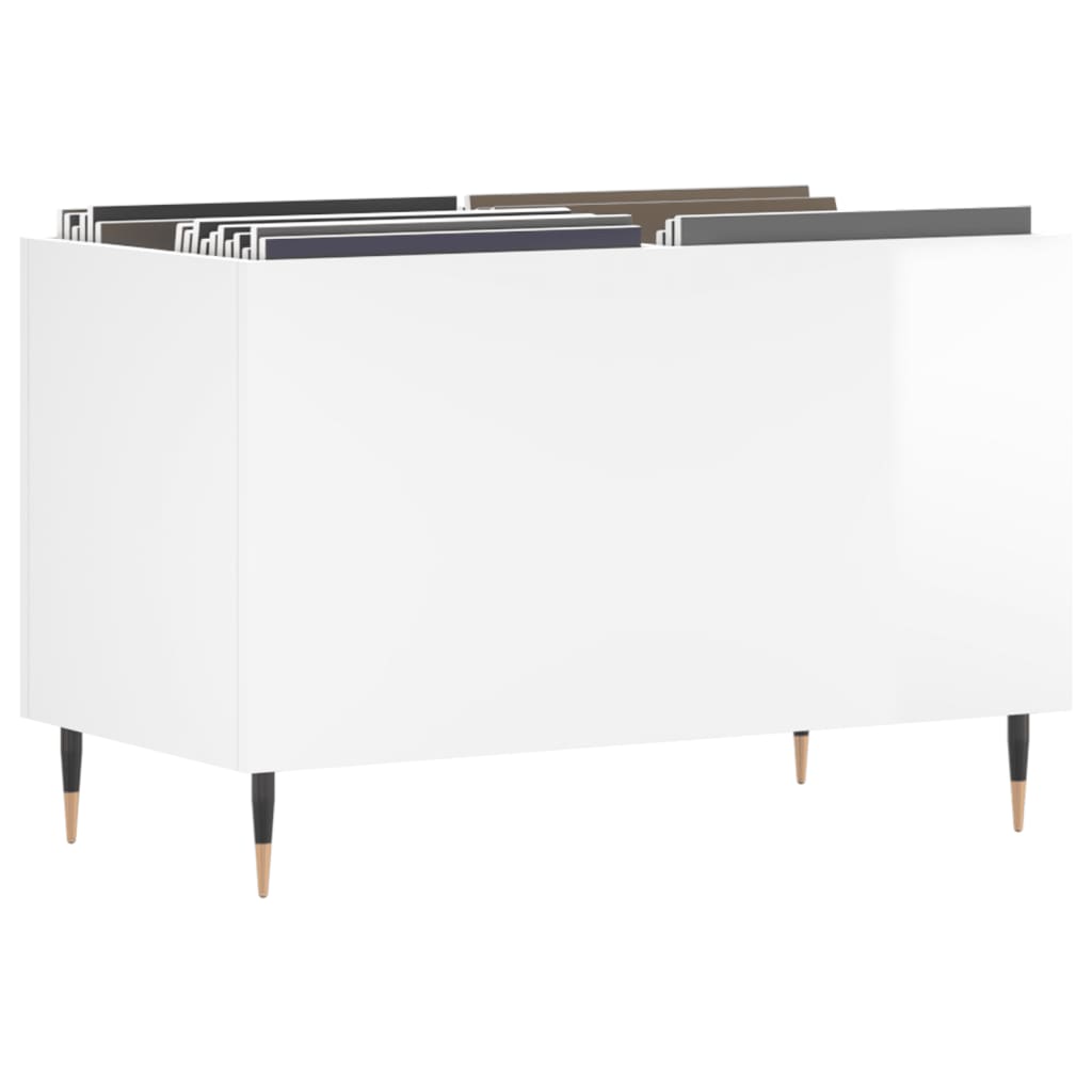 vidaXL Armário p/ discos 74,5x38x48 cm deriv. madeira branco brilhante