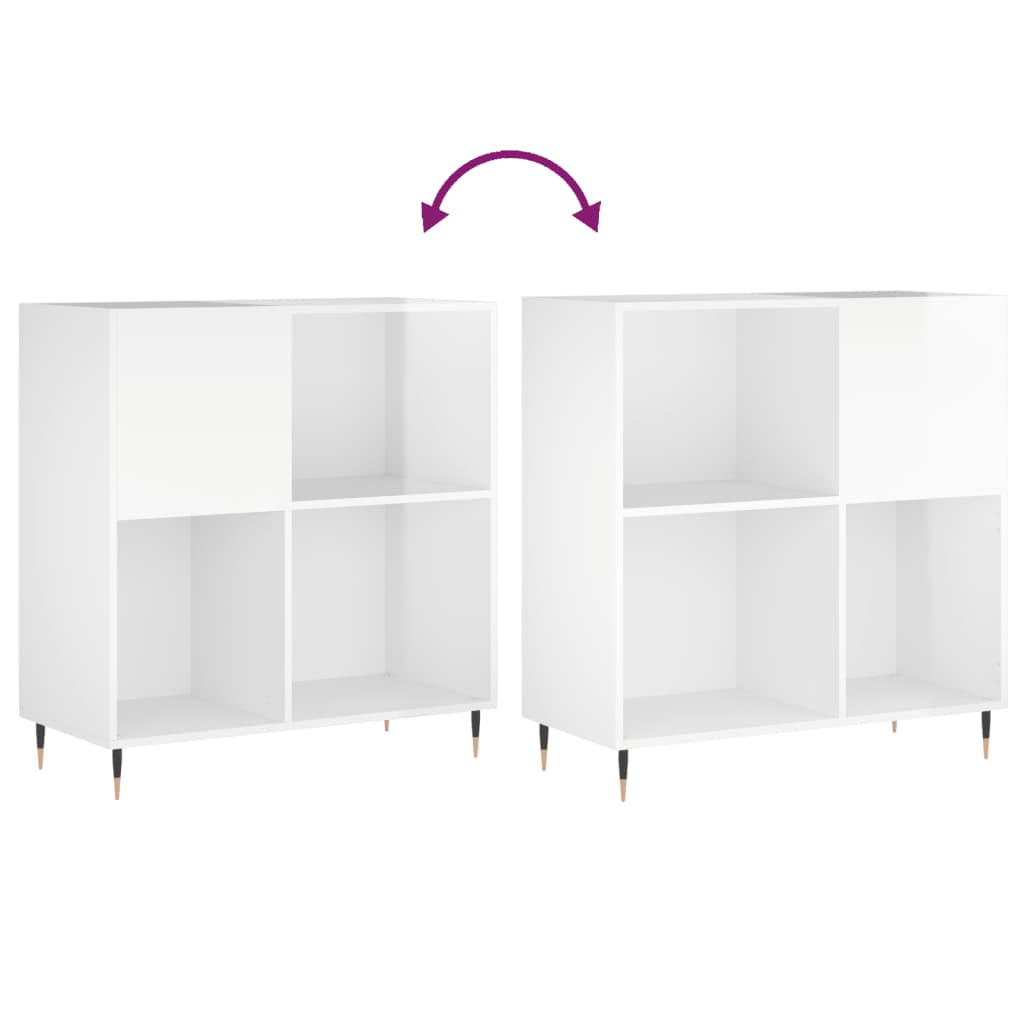 vidaXL Armário p/ discos 84,5x38x89 cm deriv. madeira branco brilhante