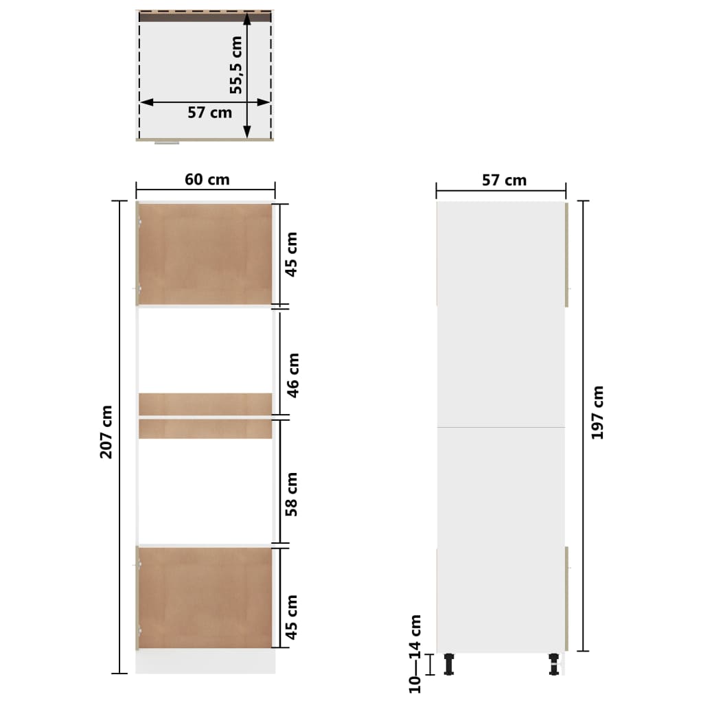 vidaXL Armário para micro-ondas 60x57x207cm contraplacado cor carvalho