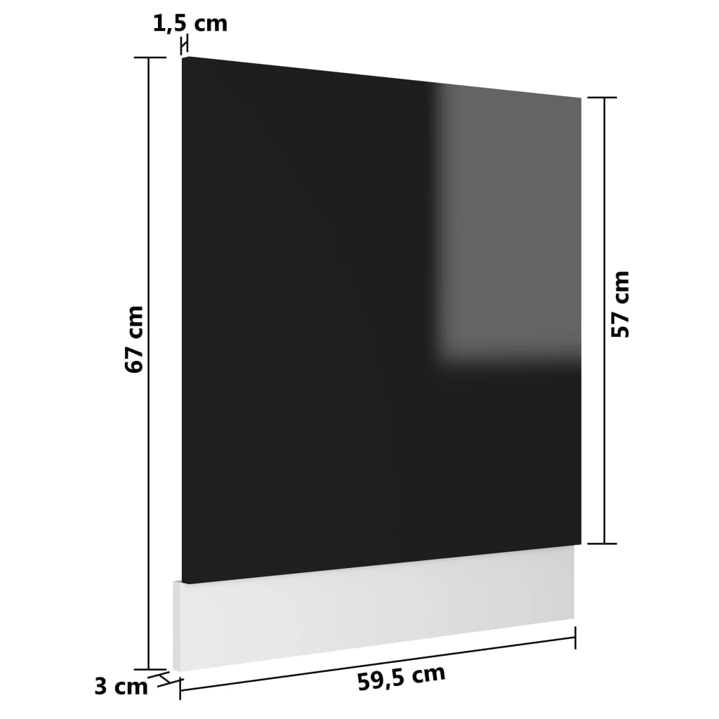 vidaXL Painel máquina de lavar louça 59,5x3x67 cm contraplacado preto