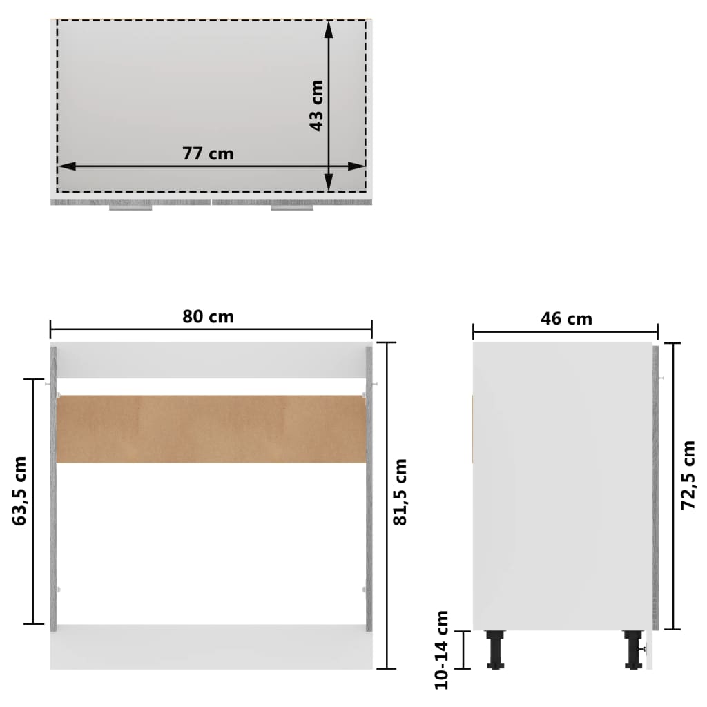 vidaXL Armário p/ lavatório 80x46x81,5 derivados madeira sonoma cinza