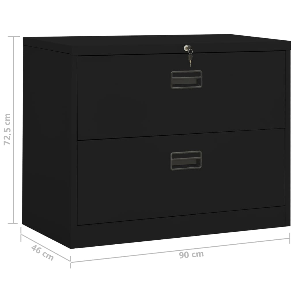 vidaXL Arquivador 90x46x72,5 cm aço preto