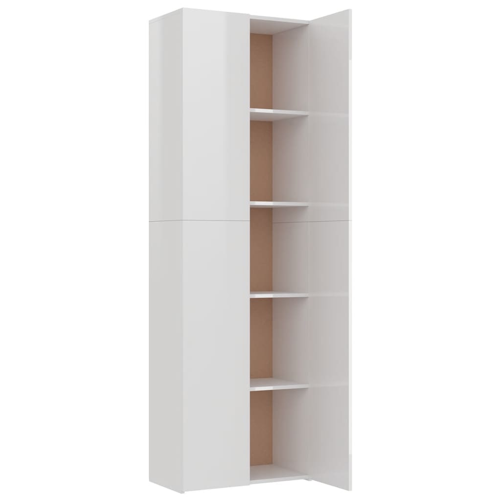 vidaXL Armário escritório 60x32x190cm contraplacado branco brilhante