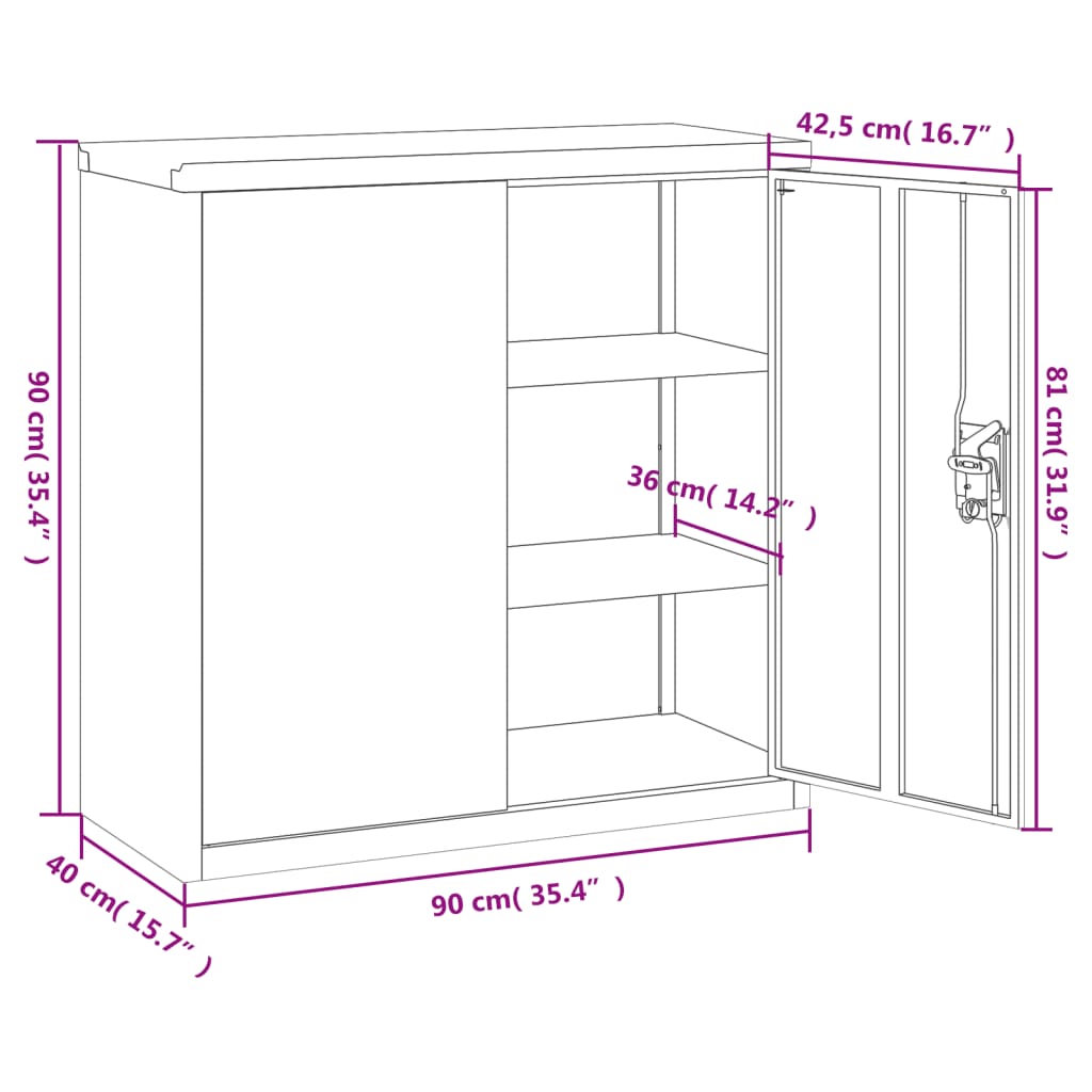 vidaXL Arquivador 90x40x90 cm aço preto