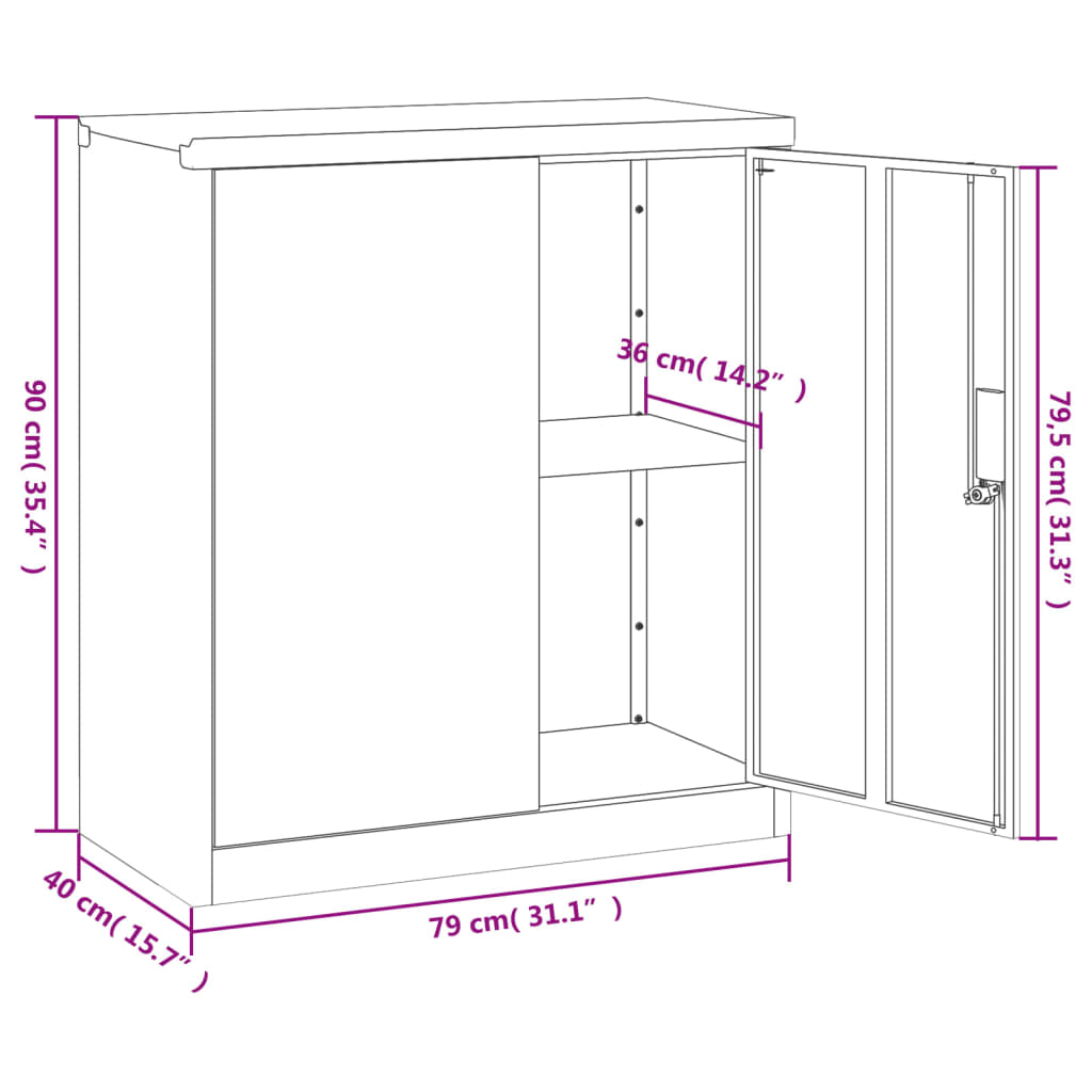 vidaXL Arquivador 79x40x90 cm aço branco