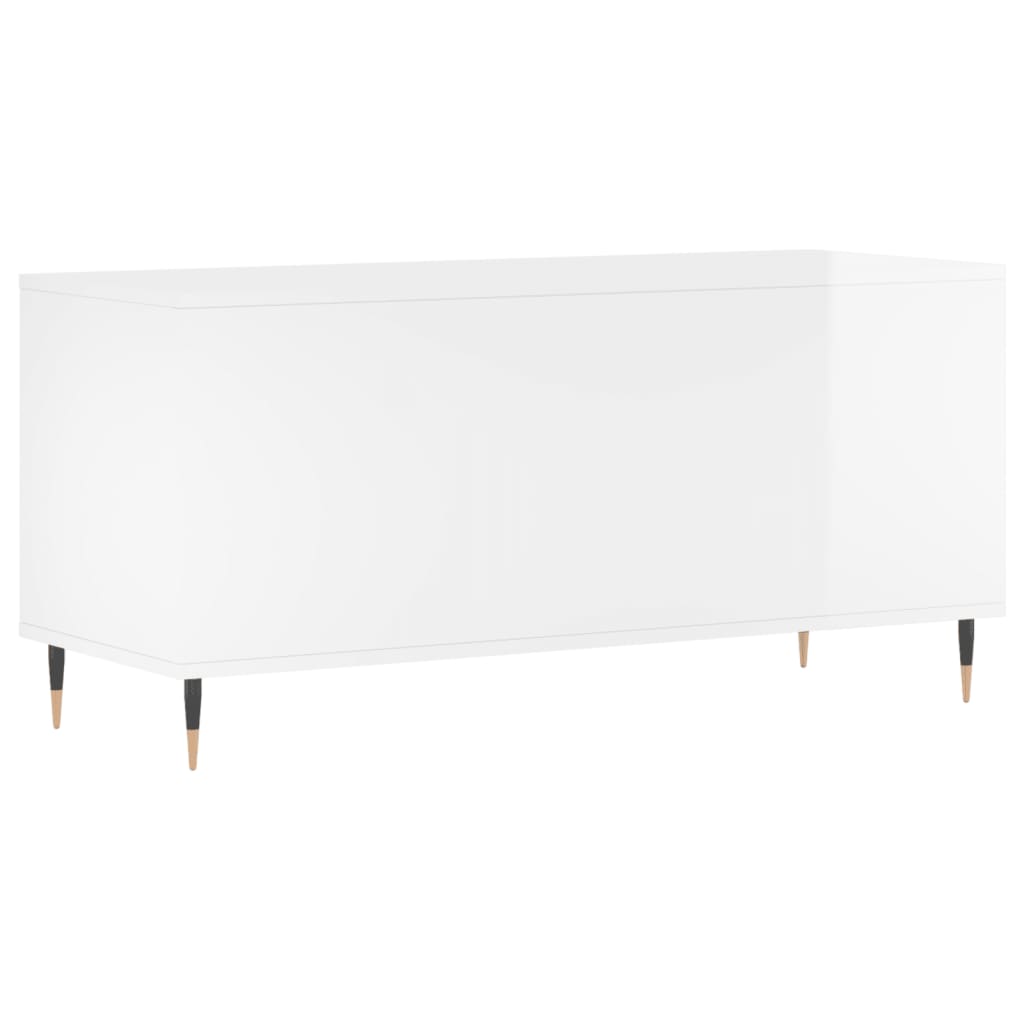 vidaXL Armário p/ discos 100x38x48 cm deriv. madeira branco brilhante