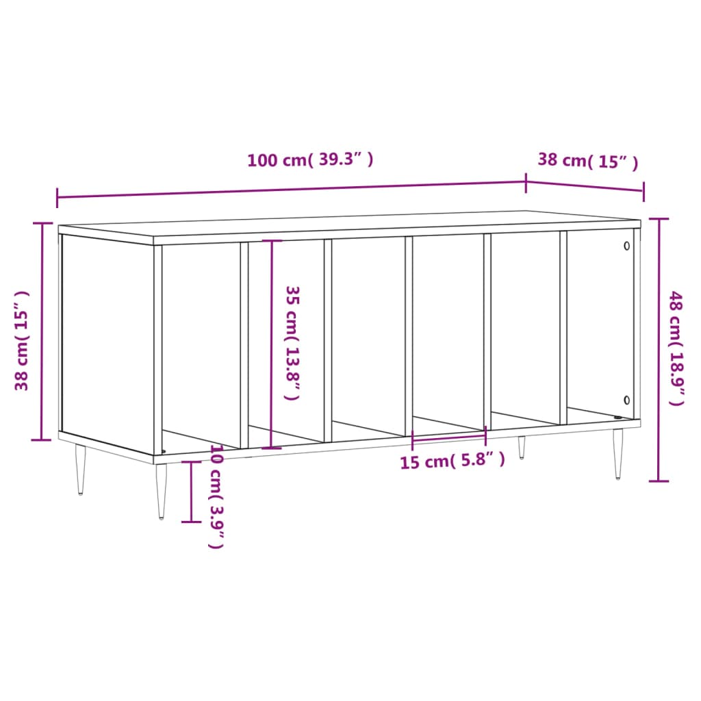 vidaXL Armário para discos 100x38x48 cm derivados de madeira branco