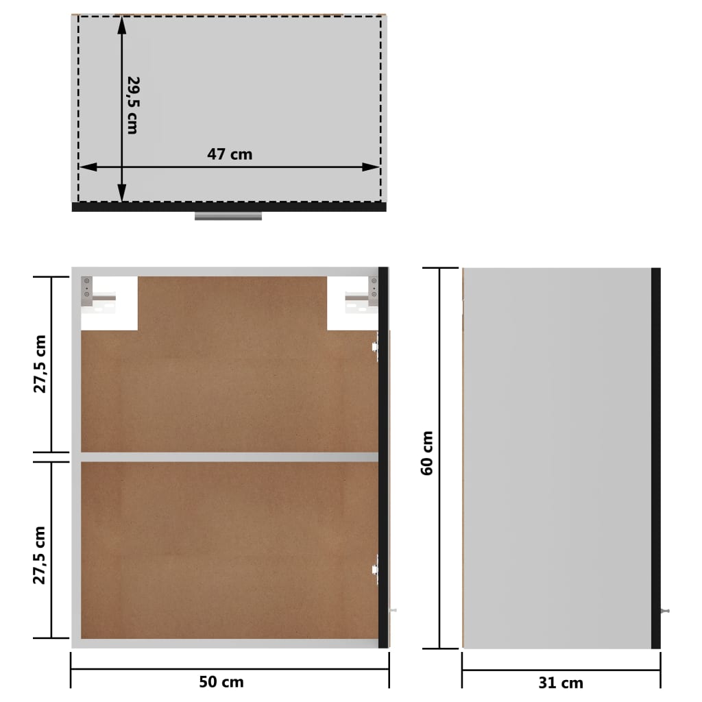 vidaXL Armários de parede 2 pcs 50x31x60 cm derivados de madeira preto