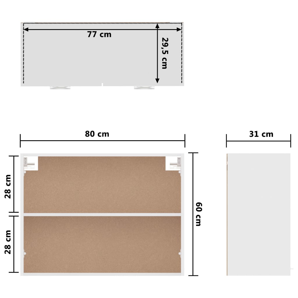 vidaXL Armário de parede 80x31x60 cm derivados de madeira branco