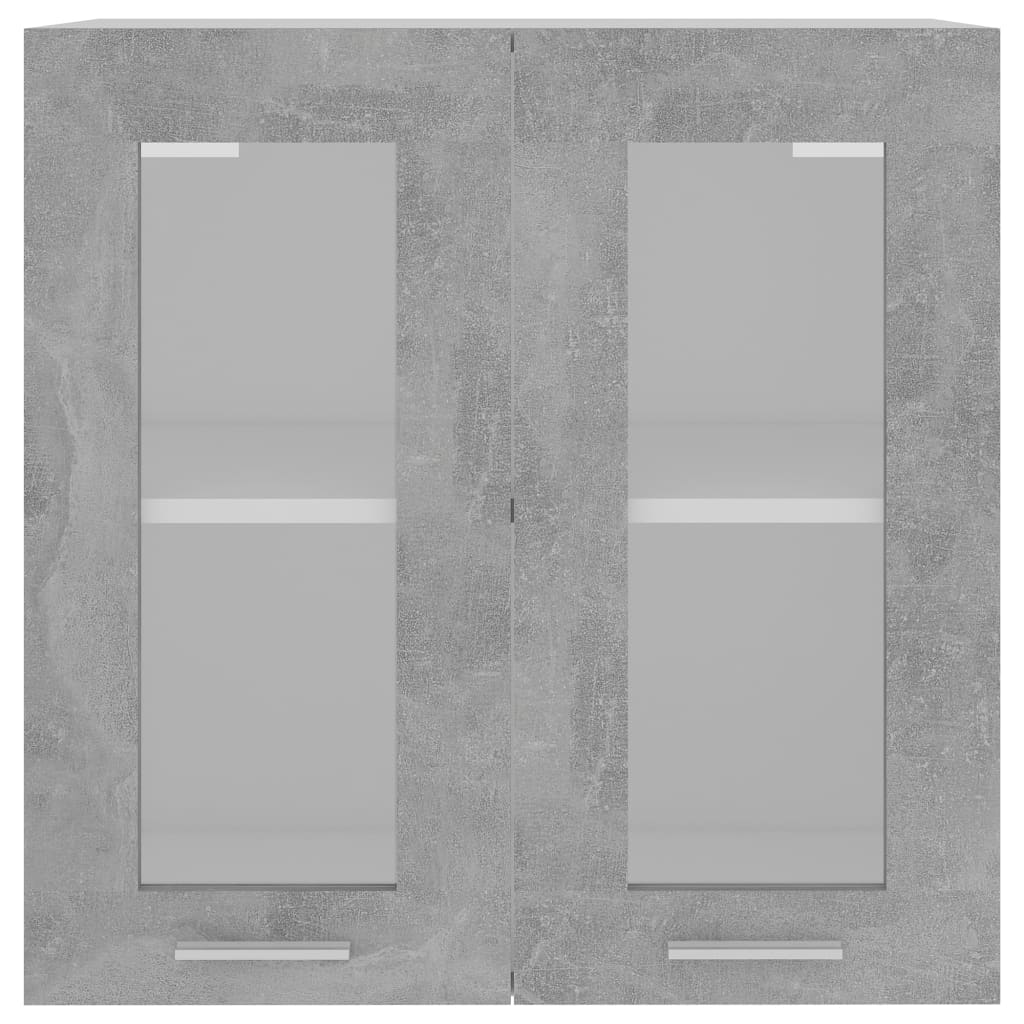 vidaXL Armário de parede c/ vidro derivados madeira cinzento cimento