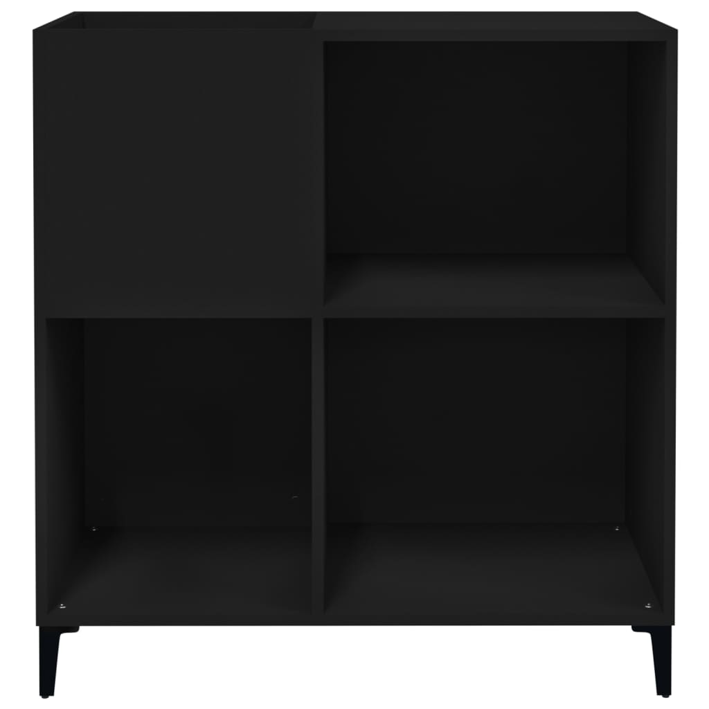 vidaXL Armário para discos 84,5x38x89 cm derivados de madeira preto