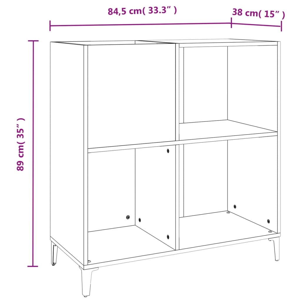 vidaXL Armário para discos 84,5x38x89 cm derivados de madeira preto