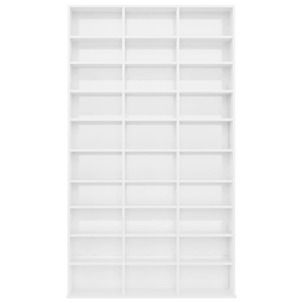 vidaXL Armário p/ CD 102x16x177,5cm derivados madeira branco brilhante